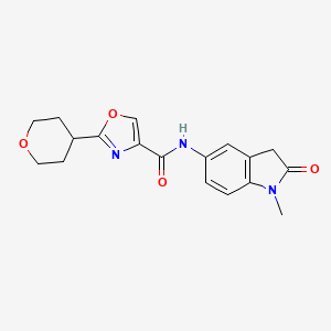 molecular formula C18H19N3O4 B6777077 N-(1-methyl-2-oxo-3H-indol-5-yl)-2-(oxan-4-yl)-1,3-oxazole-4-carboxamide 