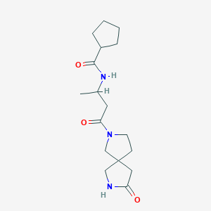 molecular formula C17H27N3O3 B6777111 N-[4-oxo-4-(8-oxo-2,7-diazaspiro[4.4]nonan-2-yl)butan-2-yl]cyclopentanecarboxamide 