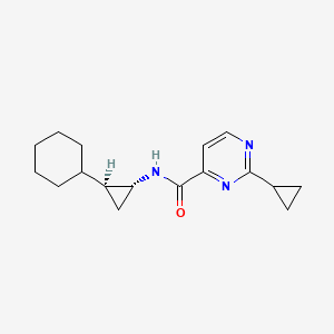 molecular formula C17H23N3O B6777140 N-[(1R,2S)-2-cyclohexylcyclopropyl]-2-cyclopropylpyrimidine-4-carboxamide 