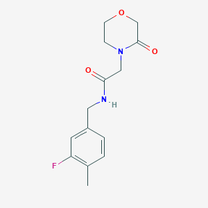 molecular formula C14H17FN2O3 B6777314 N-[(3-fluoro-4-methylphenyl)methyl]-2-(3-oxomorpholin-4-yl)acetamide 
