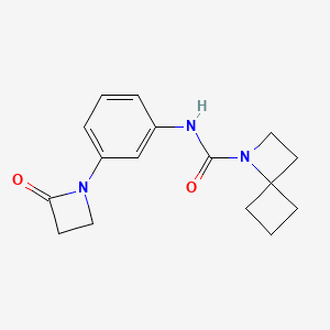 molecular formula C16H19N3O2 B6777343 N-[3-(2-oxoazetidin-1-yl)phenyl]-1-azaspiro[3.3]heptane-1-carboxamide 
