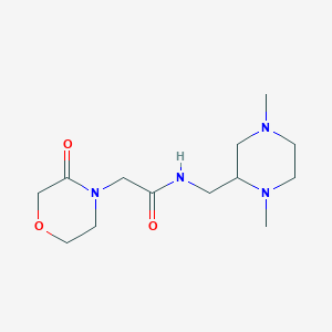 molecular formula C13H24N4O3 B6777352 N-[(1,4-dimethylpiperazin-2-yl)methyl]-2-(3-oxomorpholin-4-yl)acetamide 
