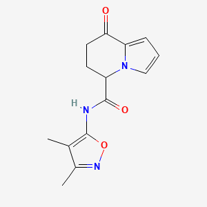 molecular formula C14H15N3O3 B6777360 N-(3,4-dimethyl-1,2-oxazol-5-yl)-8-oxo-6,7-dihydro-5H-indolizine-5-carboxamide 