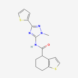 molecular formula C16H16N4OS2 B6777409 N-(2-methyl-5-thiophen-2-yl-1,2,4-triazol-3-yl)-4,5,6,7-tetrahydro-1-benzothiophene-4-carboxamide 