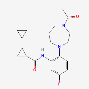 molecular formula C20H26FN3O2 B6777483 N-[2-(4-acetyl-1,4-diazepan-1-yl)-5-fluorophenyl]-2-cyclopropylcyclopropane-1-carboxamide 