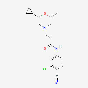 molecular formula C18H22ClN3O2 B6777628 N-(3-chloro-4-cyanophenyl)-3-(2-cyclopropyl-6-methylmorpholin-4-yl)propanamide 