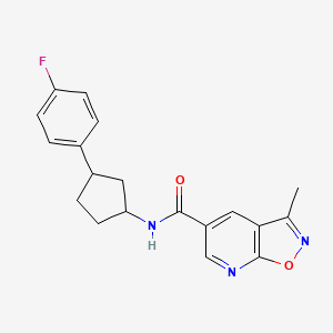 molecular formula C19H18FN3O2 B6777731 N-[3-(4-fluorophenyl)cyclopentyl]-3-methyl-[1,2]oxazolo[5,4-b]pyridine-5-carboxamide 