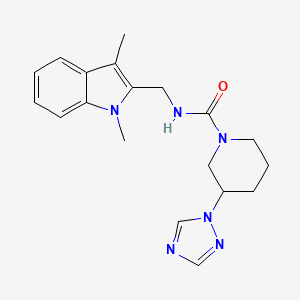 molecular formula C19H24N6O B6777806 N-[(1,3-dimethylindol-2-yl)methyl]-3-(1,2,4-triazol-1-yl)piperidine-1-carboxamide 