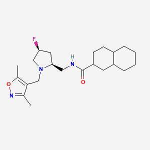 molecular formula C22H34FN3O2 B6777854 N-[[(2S,4S)-1-[(3,5-dimethyl-1,2-oxazol-4-yl)methyl]-4-fluoropyrrolidin-2-yl]methyl]-1,2,3,4,4a,5,6,7,8,8a-decahydronaphthalene-2-carboxamide 