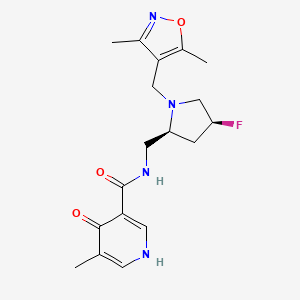 molecular formula C18H23FN4O3 B6777875 N-[[(2S,4S)-1-[(3,5-dimethyl-1,2-oxazol-4-yl)methyl]-4-fluoropyrrolidin-2-yl]methyl]-5-methyl-4-oxo-1H-pyridine-3-carboxamide 