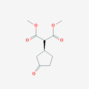 molecular formula C10H14O5 B067779 (S)-3-[bis(methoxycarbonyl)methyl]cyclopentanone CAS No. 160115-23-1