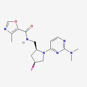 molecular formula C16H21FN6O2 B6777920 N-[[(2S,4S)-1-[2-(dimethylamino)pyrimidin-4-yl]-4-fluoropyrrolidin-2-yl]methyl]-4-methyl-1,3-oxazole-5-carboxamide 