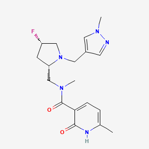 molecular formula C18H24FN5O2 B6777941 N-[[(2S,4S)-4-fluoro-1-[(1-methylpyrazol-4-yl)methyl]pyrrolidin-2-yl]methyl]-N,6-dimethyl-2-oxo-1H-pyridine-3-carboxamide 