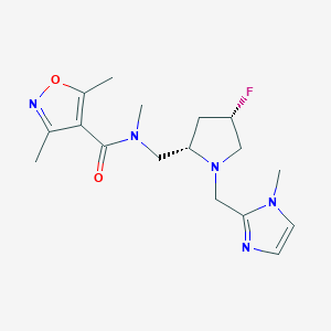 molecular formula C17H24FN5O2 B6777948 N-[[(2S,4S)-4-fluoro-1-[(1-methylimidazol-2-yl)methyl]pyrrolidin-2-yl]methyl]-N,3,5-trimethyl-1,2-oxazole-4-carboxamide 