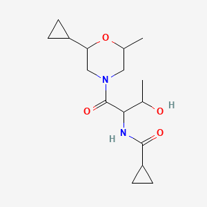 molecular formula C16H26N2O4 B6778006 N-[1-(2-cyclopropyl-6-methylmorpholin-4-yl)-3-hydroxy-1-oxobutan-2-yl]cyclopropanecarboxamide 