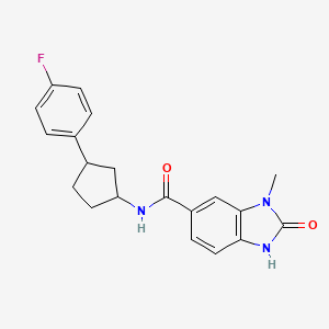 molecular formula C20H20FN3O2 B6778095 N-[3-(4-fluorophenyl)cyclopentyl]-3-methyl-2-oxo-1H-benzimidazole-5-carboxamide 