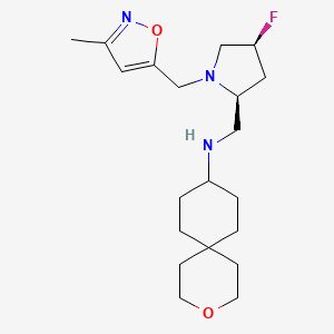 molecular formula C20H32FN3O2 B6778155 N-[[(2S,4S)-4-fluoro-1-[(3-methyl-1,2-oxazol-5-yl)methyl]pyrrolidin-2-yl]methyl]-3-oxaspiro[5.5]undecan-9-amine 