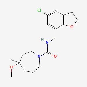 molecular formula C18H25ClN2O3 B6778198 N-[(5-chloro-2,3-dihydro-1-benzofuran-7-yl)methyl]-4-methoxy-4-methylazepane-1-carboxamide 