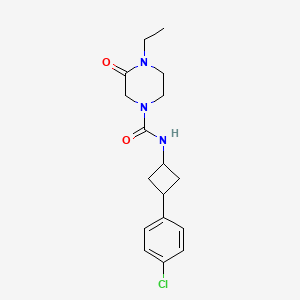 molecular formula C17H22ClN3O2 B6778211 N-[3-(4-chlorophenyl)cyclobutyl]-4-ethyl-3-oxopiperazine-1-carboxamide 
