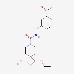 molecular formula C19H33N3O4 B6778218 N-[(1-acetylpiperidin-3-yl)methyl]-3-ethoxy-1-hydroxy-7-azaspiro[3.5]nonane-7-carboxamide 