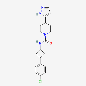 molecular formula C19H23ClN4O B6778221 N-[3-(4-chlorophenyl)cyclobutyl]-4-(1H-pyrazol-5-yl)piperidine-1-carboxamide 