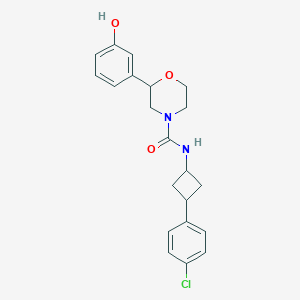 molecular formula C21H23ClN2O3 B6778227 N-[3-(4-chlorophenyl)cyclobutyl]-2-(3-hydroxyphenyl)morpholine-4-carboxamide 