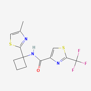 molecular formula C13H12F3N3OS2 B6778312 N-[1-(4-methyl-1,3-thiazol-2-yl)cyclobutyl]-2-(trifluoromethyl)-1,3-thiazole-4-carboxamide 