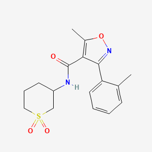 molecular formula C17H20N2O4S B6778319 N-(1,1-dioxothian-3-yl)-5-methyl-3-(2-methylphenyl)-1,2-oxazole-4-carboxamide 