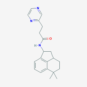 molecular formula C21H25N3O B6778402 N-(5,5-dimethyl-2,3,3a,4-tetrahydro-1H-acenaphthylen-1-yl)-3-pyrazin-2-ylpropanamide 