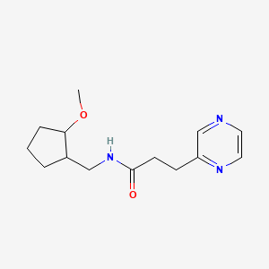 molecular formula C14H21N3O2 B6778406 N-[(2-methoxycyclopentyl)methyl]-3-pyrazin-2-ylpropanamide 