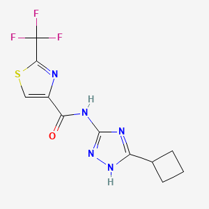 molecular formula C11H10F3N5OS B6778431 N-(5-cyclobutyl-1H-1,2,4-triazol-3-yl)-2-(trifluoromethyl)-1,3-thiazole-4-carboxamide 