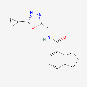 molecular formula C16H17N3O2 B6778472 N-[(5-cyclopropyl-1,3,4-oxadiazol-2-yl)methyl]-2,3-dihydro-1H-indene-4-carboxamide 