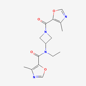 molecular formula C15H18N4O4 B6778610 N-ethyl-4-methyl-N-[1-(4-methyl-1,3-oxazole-5-carbonyl)azetidin-3-yl]-1,3-oxazole-5-carboxamide 