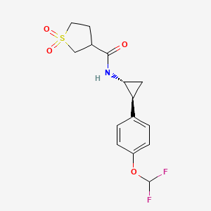 molecular formula C15H17F2NO4S B6778775 N-[(1R,2S)-2-[4-(difluoromethoxy)phenyl]cyclopropyl]-1,1-dioxothiolane-3-carboxamide 