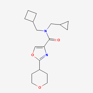 molecular formula C18H26N2O3 B6778816 N-(cyclobutylmethyl)-N-(cyclopropylmethyl)-2-(oxan-4-yl)-1,3-oxazole-4-carboxamide 