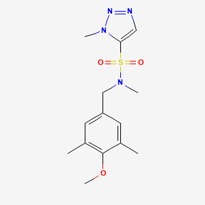 molecular formula C14H20N4O3S B6778929 N-[(4-methoxy-3,5-dimethylphenyl)methyl]-N,3-dimethyltriazole-4-sulfonamide 