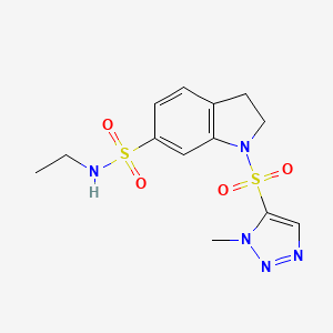 molecular formula C13H17N5O4S2 B6778993 N-ethyl-1-(3-methyltriazol-4-yl)sulfonyl-2,3-dihydroindole-6-sulfonamide 