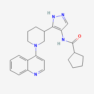 molecular formula C23H27N5O B6779007 N-[5-(1-quinolin-4-ylpiperidin-3-yl)-1H-pyrazol-4-yl]cyclopentanecarboxamide 