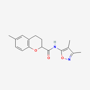 molecular formula C16H18N2O3 B6779025 N-(3,4-dimethyl-1,2-oxazol-5-yl)-6-methyl-3,4-dihydro-2H-chromene-2-carboxamide 