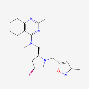 molecular formula C20H28FN5O B6779078 N-[[(2S,4S)-4-fluoro-1-[(3-methyl-1,2-oxazol-5-yl)methyl]pyrrolidin-2-yl]methyl]-N,2-dimethyl-5,6,7,8-tetrahydroquinazolin-4-amine 