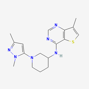 molecular formula C17H22N6S B6779115 N-[1-(2,5-dimethylpyrazol-3-yl)piperidin-3-yl]-7-methylthieno[3,2-d]pyrimidin-4-amine 