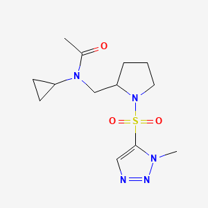 molecular formula C13H21N5O3S B6779121 N-cyclopropyl-N-[[1-(3-methyltriazol-4-yl)sulfonylpyrrolidin-2-yl]methyl]acetamide 