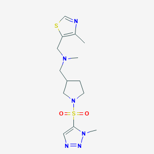 molecular formula C14H22N6O2S2 B6779130 N-methyl-N-[(4-methyl-1,3-thiazol-5-yl)methyl]-1-[1-(3-methyltriazol-4-yl)sulfonylpyrrolidin-3-yl]methanamine 