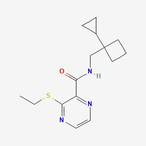 molecular formula C15H21N3OS B6779338 N-[(1-cyclopropylcyclobutyl)methyl]-3-ethylsulfanylpyrazine-2-carboxamide 