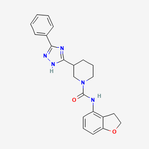 molecular formula C22H23N5O2 B6779411 N-(2,3-dihydro-1-benzofuran-4-yl)-3-(3-phenyl-1H-1,2,4-triazol-5-yl)piperidine-1-carboxamide 