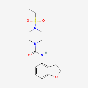 molecular formula C15H21N3O4S B6779424 N-(2,3-dihydro-1-benzofuran-4-yl)-4-ethylsulfonylpiperazine-1-carboxamide 