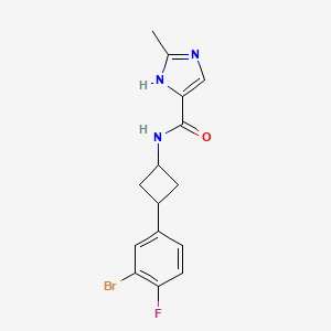 molecular formula C15H15BrFN3O B6779511 N-[3-(3-bromo-4-fluorophenyl)cyclobutyl]-2-methyl-1H-imidazole-5-carboxamide 