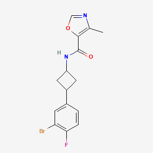 molecular formula C15H14BrFN2O2 B6779533 N-[3-(3-bromo-4-fluorophenyl)cyclobutyl]-4-methyl-1,3-oxazole-5-carboxamide 