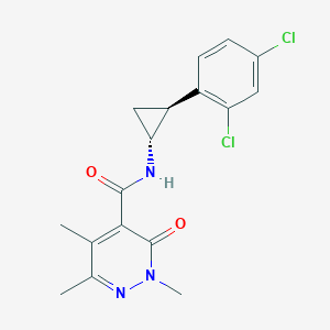 molecular formula C17H17Cl2N3O2 B6779620 N-[(1R,2S)-2-(2,4-dichlorophenyl)cyclopropyl]-2,5,6-trimethyl-3-oxopyridazine-4-carboxamide 