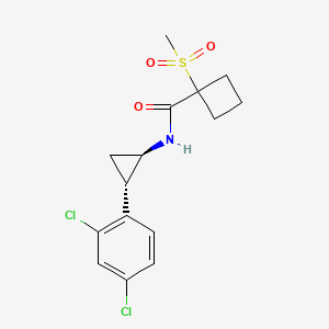 molecular formula C15H17Cl2NO3S B6779628 N-[(1R,2S)-2-(2,4-dichlorophenyl)cyclopropyl]-1-methylsulfonylcyclobutane-1-carboxamide 